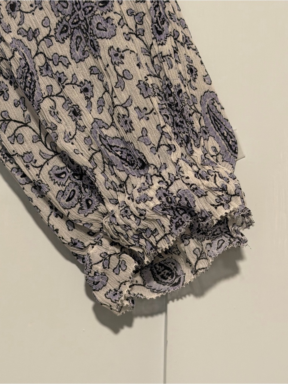 PAIGE Cream and Blue Paisley Ruffle-Trim Button-Down Shirt - Picture 2 of 8